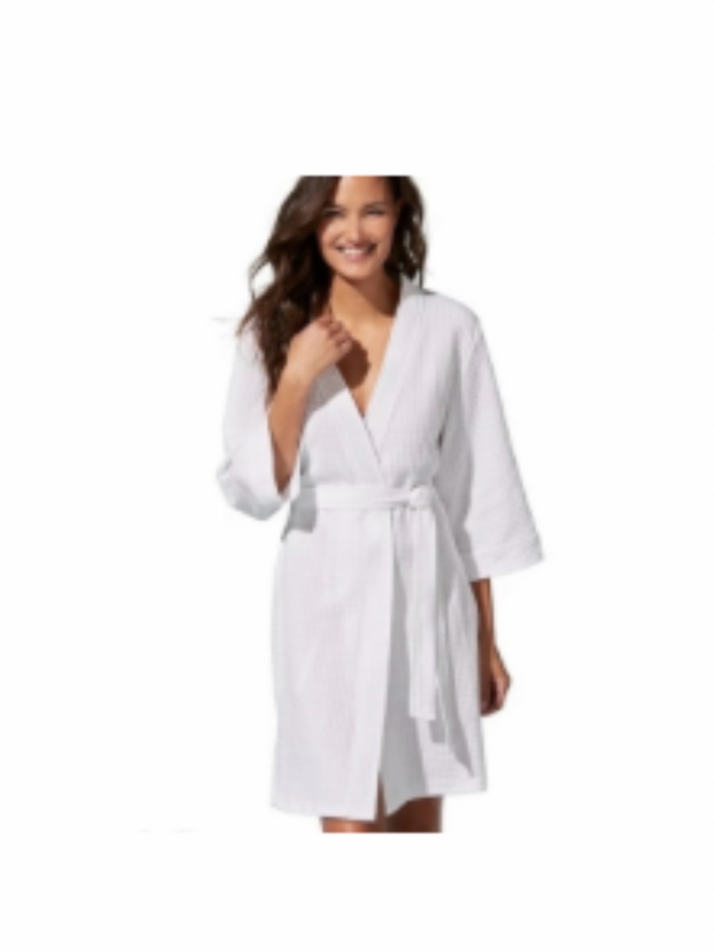 Croft & Barrow White Waffle Knit Short Robe